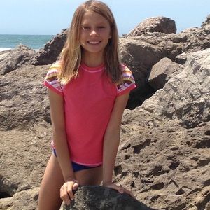 Orange/Striped Kids Rash Guard